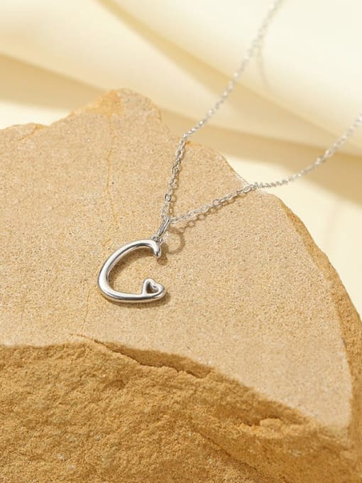 NS1117 [Platinum] Letter C 925 Sterling Silver Letter Minimalist Necklace